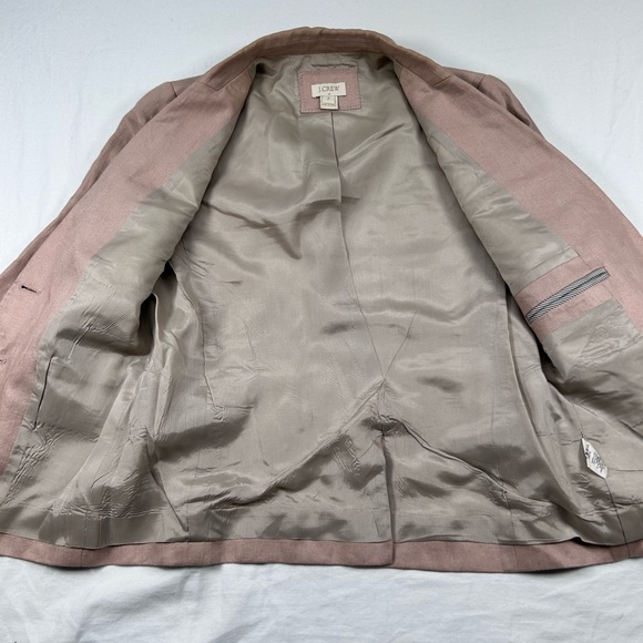 J.Crew Blazer Womens Size 2 Linen Tan Beige Tailored Jacket Career Office Chic - Picture 9 of 10